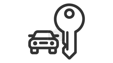Autoschlüssel, isoliertes Symbol auf weißem Hintergrund, Autoservice, Reparatur, Autodetail.