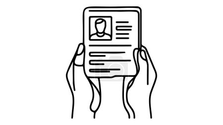 Ilustración de Dibujo continuo de una línea ilustración de la tarjeta de identificación del empleado. Vector ID tarjeta de una línea. - Imagen libre de derechos
