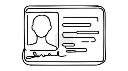 Ilustración de Dibujo continuo de una línea ilustración de la tarjeta de identificación del empleado. Vector ID tarjeta de una línea. - Imagen libre de derechos
