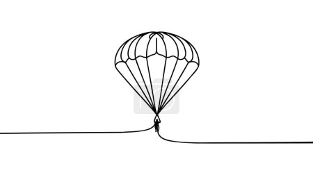 Ilustración de Una línea continua de dibujo del joven valentía volando en el cielo usando paracaídas parapente. concepto de deporte extremo peligroso al aire libre. Ilustración gráfica vectorial de diseño dinámico de una sola línea - Imagen libre de derechos