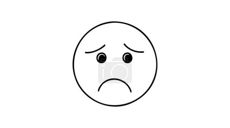 Tired sad Face Emoticon Icon Vector Illustration. Outline Style.
