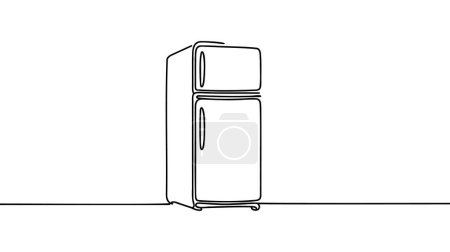 Ilustración de Una sola línea de dibujo de refrigerador electrodomésticos. Concepto de utensilios de cocina de electricidad. Ilustración dinámica de dibujo gráfico de línea continua. - Imagen libre de derechos