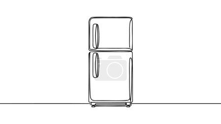 Una sola línea de dibujo de refrigerador electrodomésticos. Concepto de utensilios de cocina de electricidad. Ilustración dinámica de dibujo gráfico de línea continua.