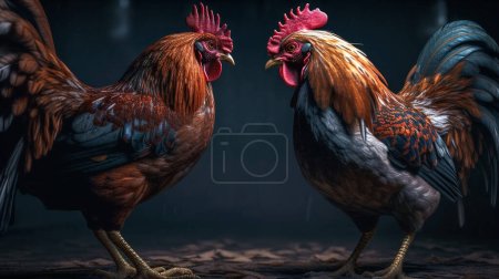 Foto de Dibujo realista de pelea de gallos, cultura tailandesa, pelea de gallos en manila, - Imagen libre de derechos