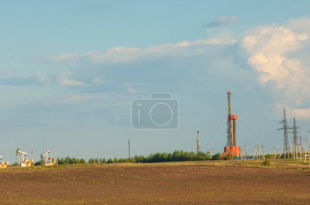 Photo for Oil drilling rigs, drilling, piercing, petroleum, petrol, naphtha, mineral oil, rock-oil - Royalty Free Image