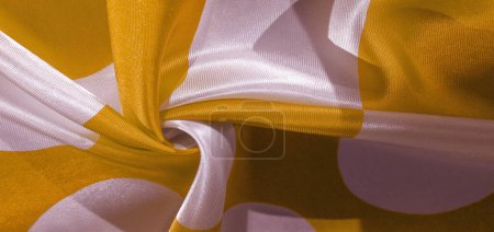 Foto de Tejido de seda, óvalos amarillos y blancos, ilustración abstracta. textura fondo, patrón, postal - Imagen libre de derechos