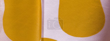 Photo for Silk fabric, yellow and white ovals, abstract illustration. texture background, pattern, postcard - Royalty Free Image