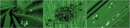 Photo for Beautiful elastic green velvet fabric decorated with sequins. Ideal for making jewelry and other accessories. A unique textile that will add a touch of elegance to any project. - Royalty Free Image