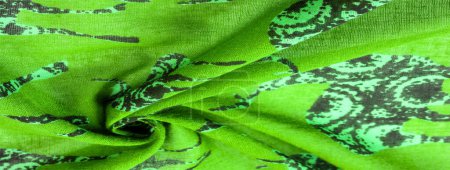 Foto de Ciervo silueta impresión tela de algodón verde, decoración moderna, arte textil, diseño, pintura futurista moderna. Textura, fondo, patrón - Imagen libre de derechos