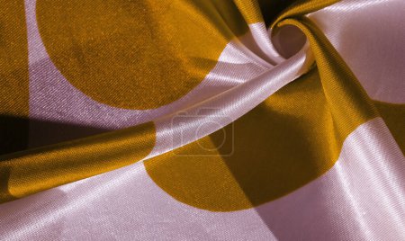 Photo for Silk fabric, yellow and white ovals, abstract illustration. texture background, pattern, postcard - Royalty Free Image