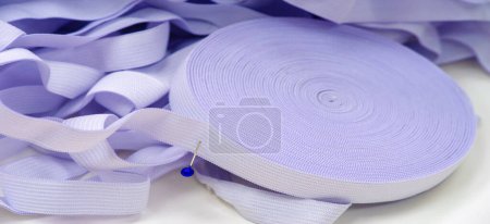 Photo for Braid Light blue vintage woven trim, soft cotton but I think it might be rayon. Suitable for your design, texture, background, pattern. - Royalty Free Image