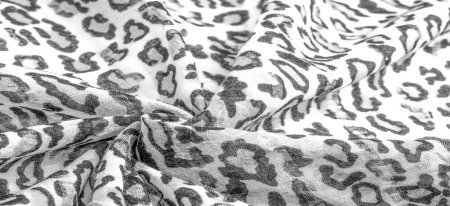 tela de seda en blanco y negro con estampado de leopardo. Seda ligera con estampado de leopardo se adaptará perfectamente a su diseño, se ve elegante y no vulgar! Textura, fondo, patrón