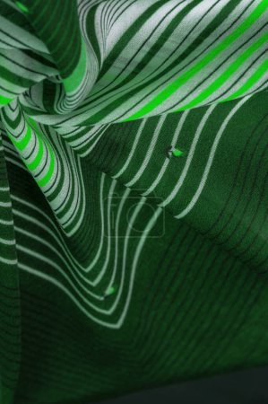 silk fabric, green background, with striped pattern of white and green lines, Spanish theme, texture, pattern, collection