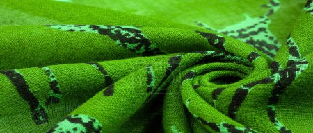Hirsch Silhouette Print grünen Baumwollstoff, Modernes Dekor, Textilkunst, Design, Moderne futuristische Malerei. Textur, Hintergrund, Muster