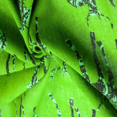 Silhouette de cerf imprimé tissu de coton vert, décor moderne, art textile, design, peinture futuriste moderne. Texture, fond, motif