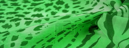 Foto de Tela de seda con rayas verde-blancas, piel de cebra en estilo africano. Para el diseñador, el boceto de la disposición, el séquito del decorador. Colección textura fondo - Imagen libre de derechos