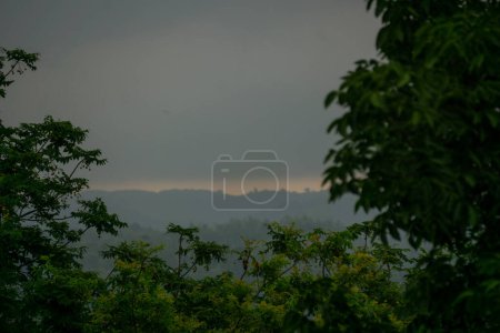 Photo for Pre-dawn scene in the mountains. Soft morning mixed with low light. Photo taken from Chittagong, Bandarban, Bangladesh. - Royalty Free Image