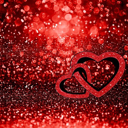 Téléchargez les photos : Fantaisie rubis rouge noir Valentine's Day amour paillettes scintillement confettis fond, bonne fête d'anniversaire inviter, forme de coeur glamour fiançailles fantaisie ou glitzy sexy mariée bling bijoux vente texture - en image libre de droit