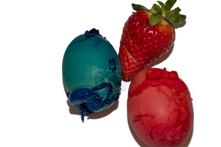 Photo for Strawberry and  easter eggs, close up - Royalty Free Image