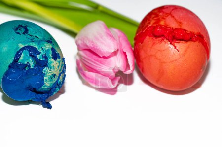 Foto de Easter holiday  composition  with eggs and flower - Imagen libre de derechos