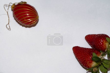Photo for Strawberries and  easter egg, close up - Royalty Free Image