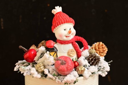 Photo for Christmas  toy  snowman on a black background - Royalty Free Image