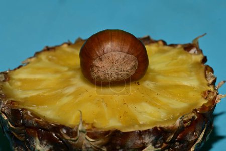 Téléchargez les photos : Ananas frais et châtaigne, gros plan - en image libre de droit