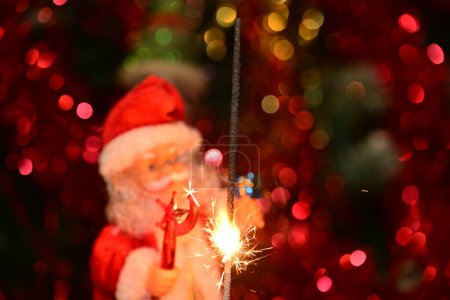 Téléchargez les photos : Fond de Noël avec Père Noël et scintillant - en image libre de droit