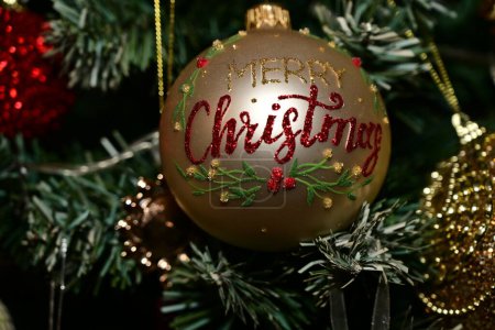 Photo for Christmas decorations on a christmas tree, festive background - Royalty Free Image