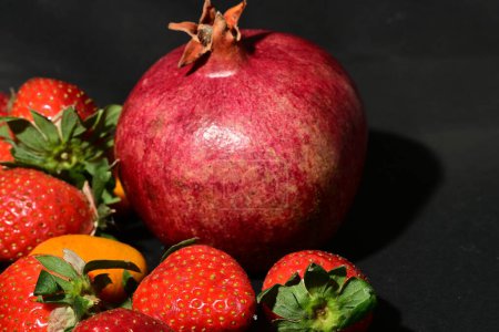 Photo for Group of fruits with on a black background - Royalty Free Image