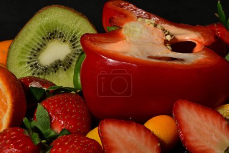 Photo for Group of fruits and vegetables on a black background - Royalty Free Image