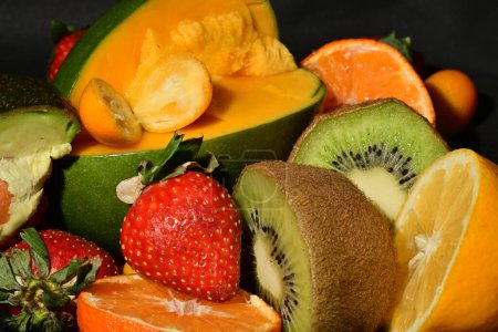 Photo for Variety of fruits on a black background - Royalty Free Image