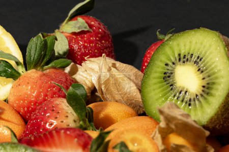 Photo for Fresh fruits on a black background - Royalty Free Image