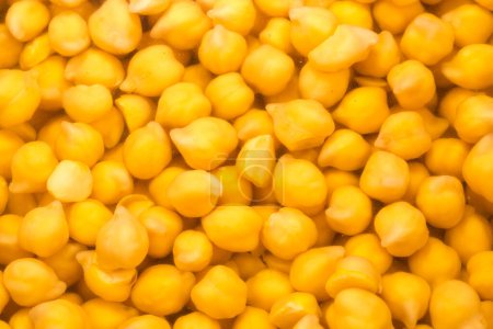 Téléchargez les photos : Pois chiches jaunes entiers non cuits trempés dans l'eau froide avant de se préparer à une cuisson plus rapide, vue du dessus fragmentée - en image libre de droit