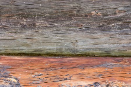Photo for Fragment of the outside wall of ancient building made with wooden logs in overcast day - Royalty Free Image