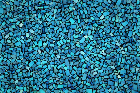 Ein Muster aus farbigen Steinen oder Fliesen mit blauen abstrakten geometrischen Formen auf dem Weg zum Design