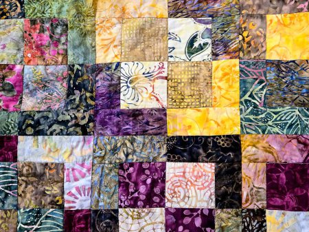 Photo for Patchwork quilt design in colorful print pattern background - Royalty Free Image