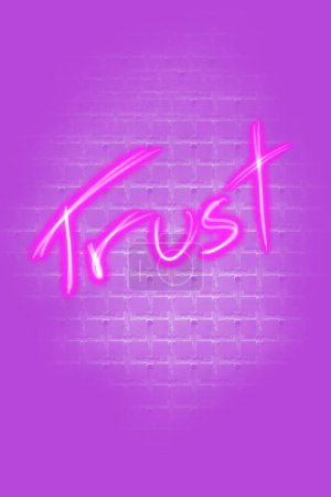 Photo for Neon hand written Trust lettering illustration - Royalty Free Image
