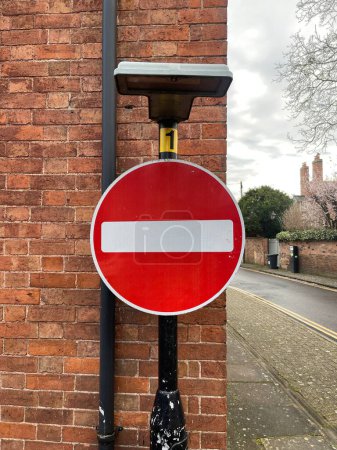 Photo for Red no entry for vehicular traffic sign on the street - Royalty Free Image