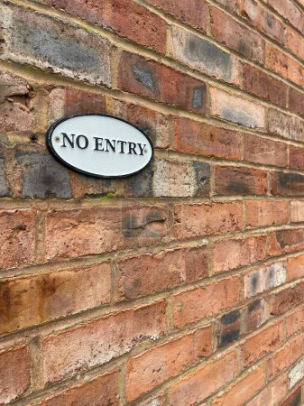 Photo for Vintage no entry plate sign on brick wall - Royalty Free Image
