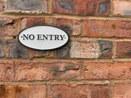 Photo for No entry sign on brick wall close up - Royalty Free Image