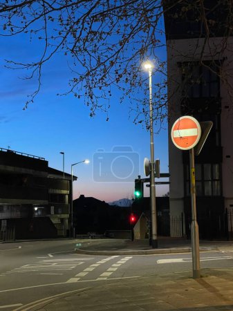 Photo for No way road sign on the street at sunset - Royalty Free Image