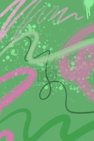 Photo for Abstract design texture hand drawn green pink hand drawn illustration - Royalty Free Image