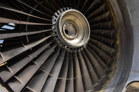 Photo for Fragment of aircraft turbo-jet engine, background - Royalty Free Image