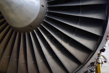 Photo for Fragment of aircraft turbo-jet engine, background - Royalty Free Image