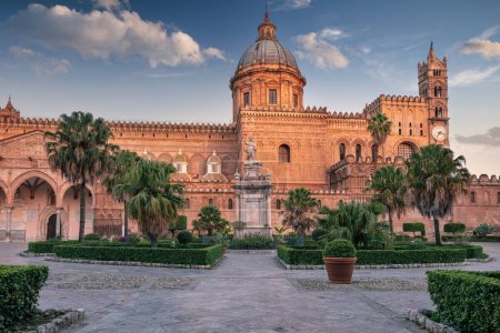 Photo for Palermo Cathedral, Sicily, Italy. Cityscape image of famous Palermo Cathedral in Palermo, Italy at sunrise. - Royalty Free Image