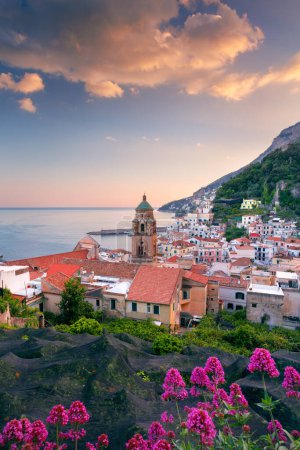 Photo for Amalfi, Italy. Cityscape image of famous coastal city Amalfi, located on Amalfi Coast, Italy at sunset. - Royalty Free Image