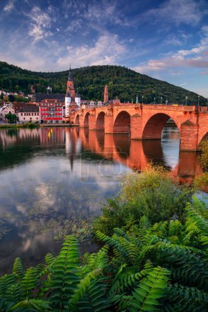 Photo for Heidelberg, Germany. Cityscape image of historical city of Heidelberg, Germany with Old Bridge Gate at autumn sunrise. - Royalty Free Image