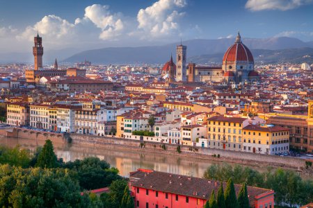 Photo for Florence, Italy. Aerial cityscape image of iconic Florence, Italy at beautiful autumn sunset. - Royalty Free Image