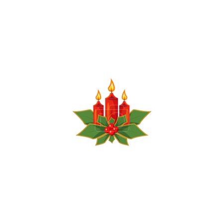 Téléchargez les illustrations : Candles, symbolizing light and warmth during the winter season. Perfect for adding a touch of Christmas spirit to graphics, cards, websites, and apps. Vector icon illustration template - en licence libre de droit